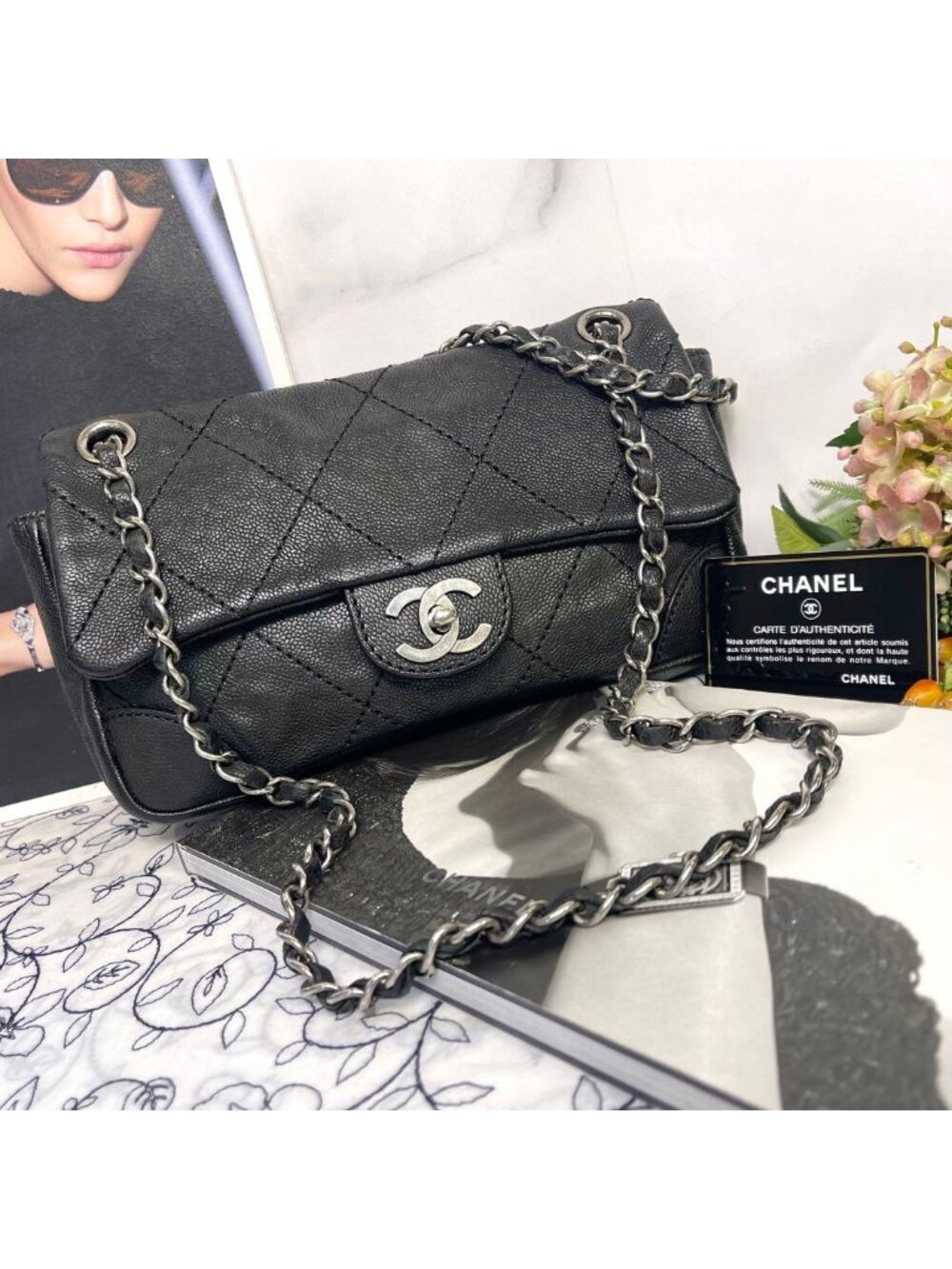 Chanel Caviar Leather Double Flap Shoulder
